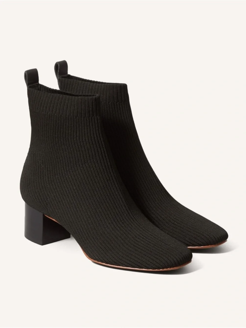 Everlane The Glove Boot Rib Knit Ankle Sock Boots Size 8 Black ReKnit Block Heel
